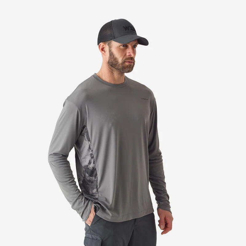 Tee-shirt De Pêche Anti-UV 500 Gris 2 Tee-shirt De Pêche Anti-UV 500 Gris – Image 2